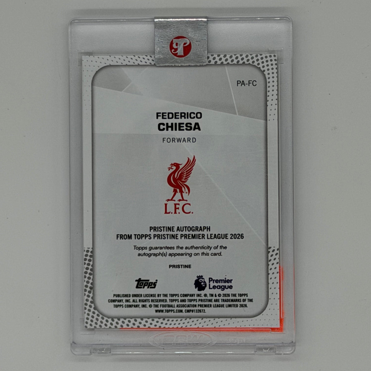 Federico Chiesa Liverpool FC Pristine Topps Premier League Auto /50