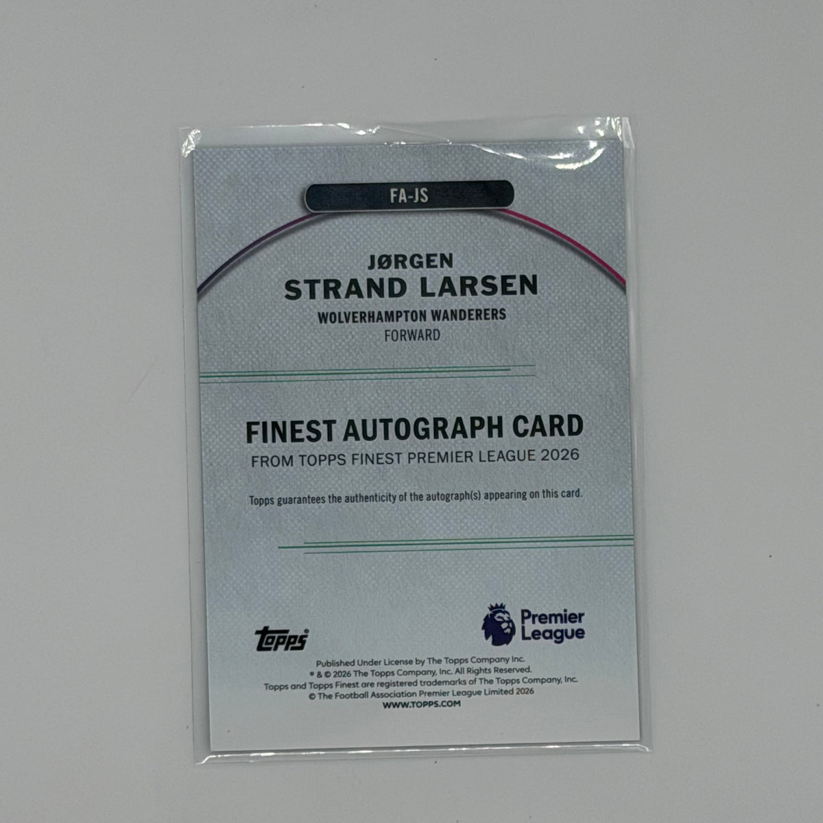 Jorgan Strand Larsen Finest EPL Wolverhampton Wanderers Auto /125