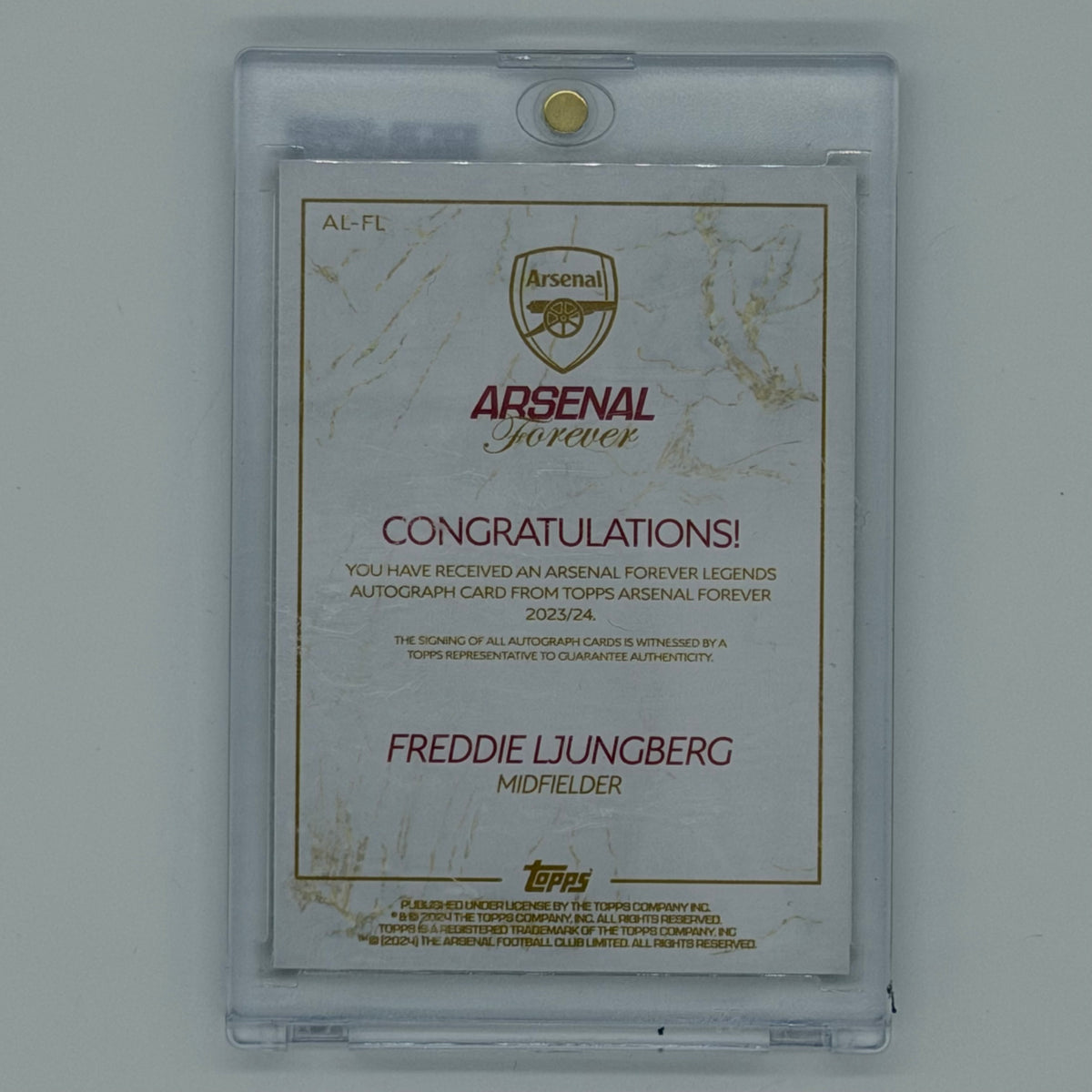 Freddie Ljungberg Arsenal Forever Gold Auto /49