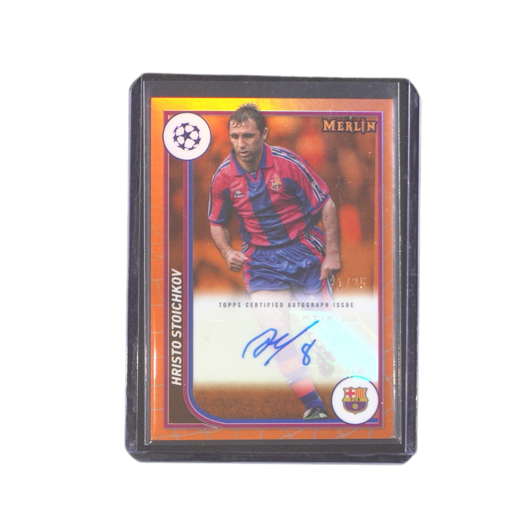 Hristo Stoichkov 21/25 Autograph - Topps Merlin Chrome Hobby 23/24 ( Ungraded Card )