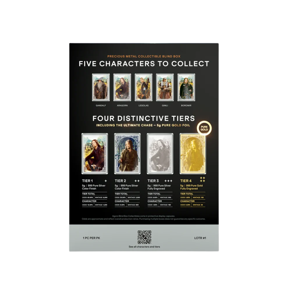 2026 Agoro Lord of the Rings Guardians of the Fellowship 5g Silver Foil Blind Box
