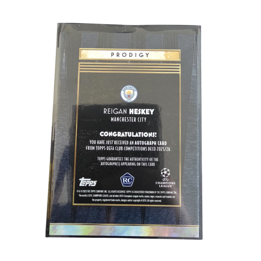 2025-26 Topps Deco UCC Reigan Heskey Manchester City Rookie Auto /99