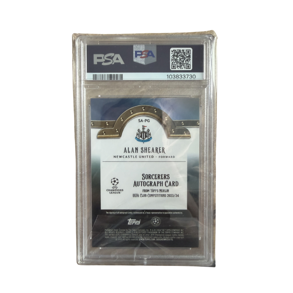2023-24 Topps Merlin UCC Alan Shearer Newcastle Auto /10 PSA 10