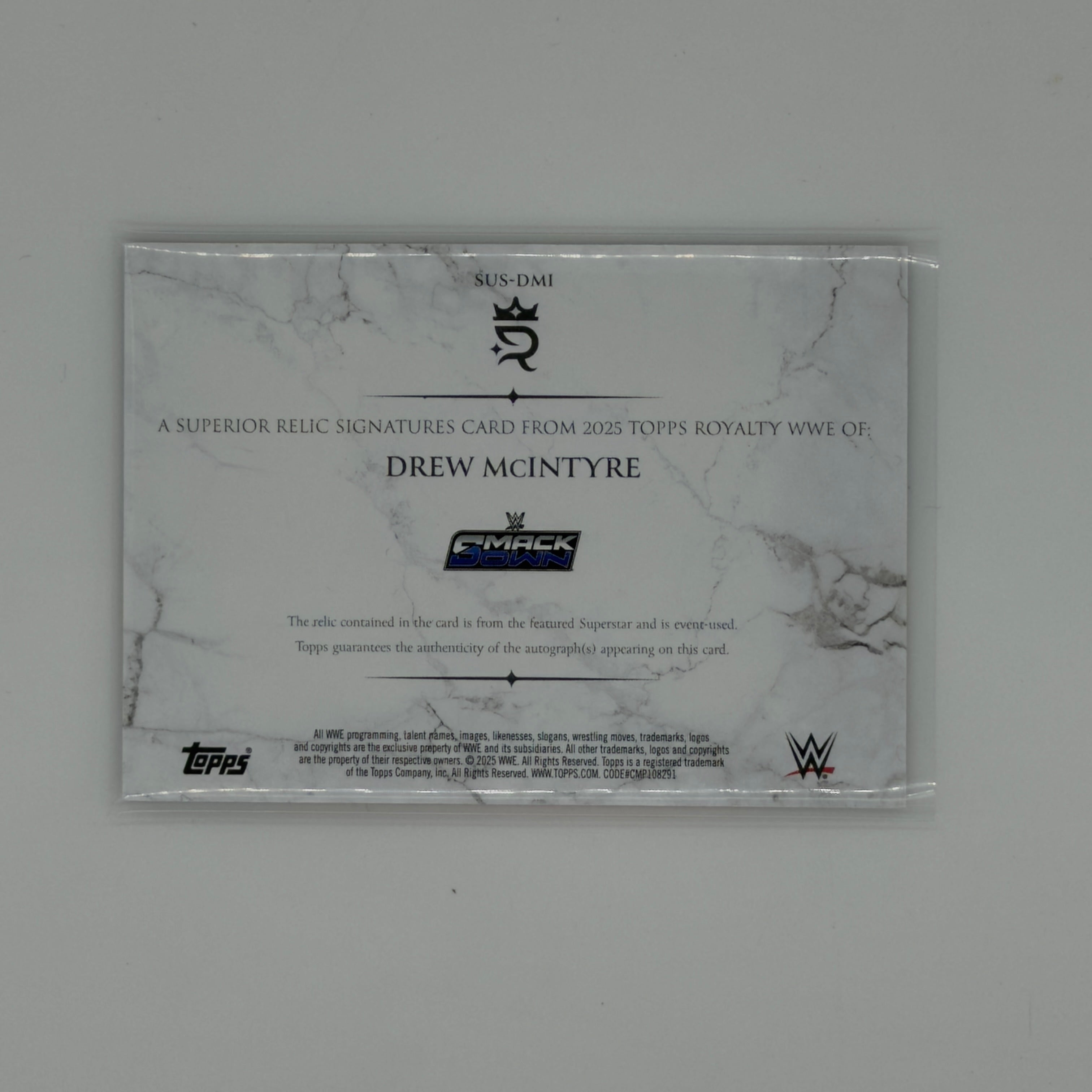 Drew Mcintyre WWE Royalty Patch Auto 11/50