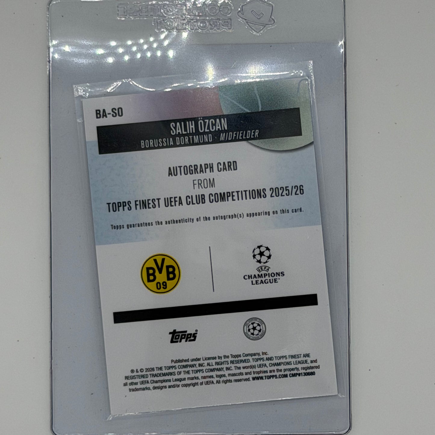 Salih Özcan Dortmund Champions League Soccer Topps 2026 Finest UEFA Auto /150