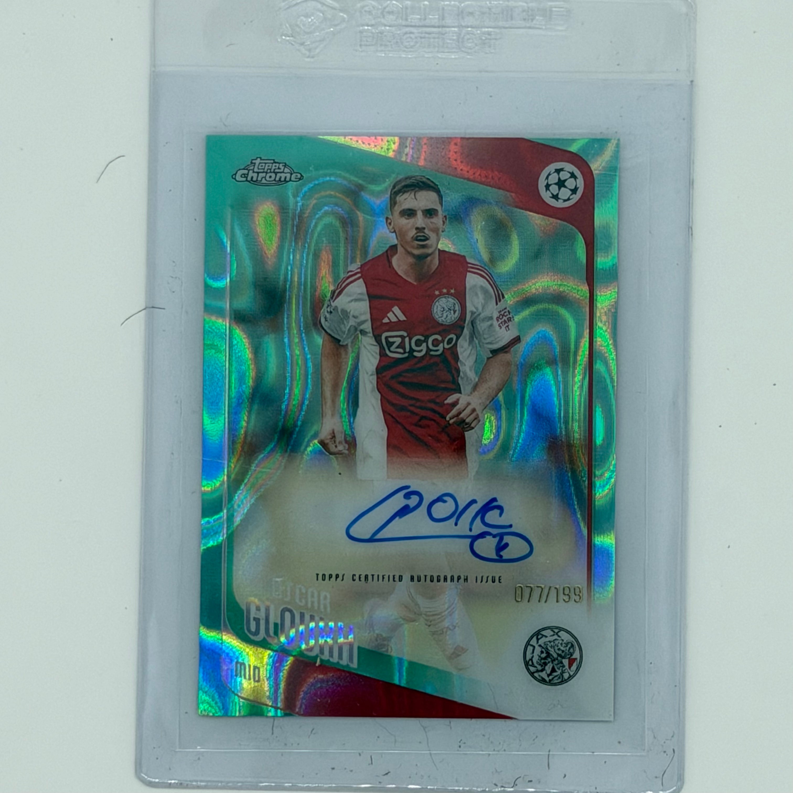 Oscar Gloukh AFC Ajax UEFA Soccer Topps 2025 Chrome UEFA Auto /199