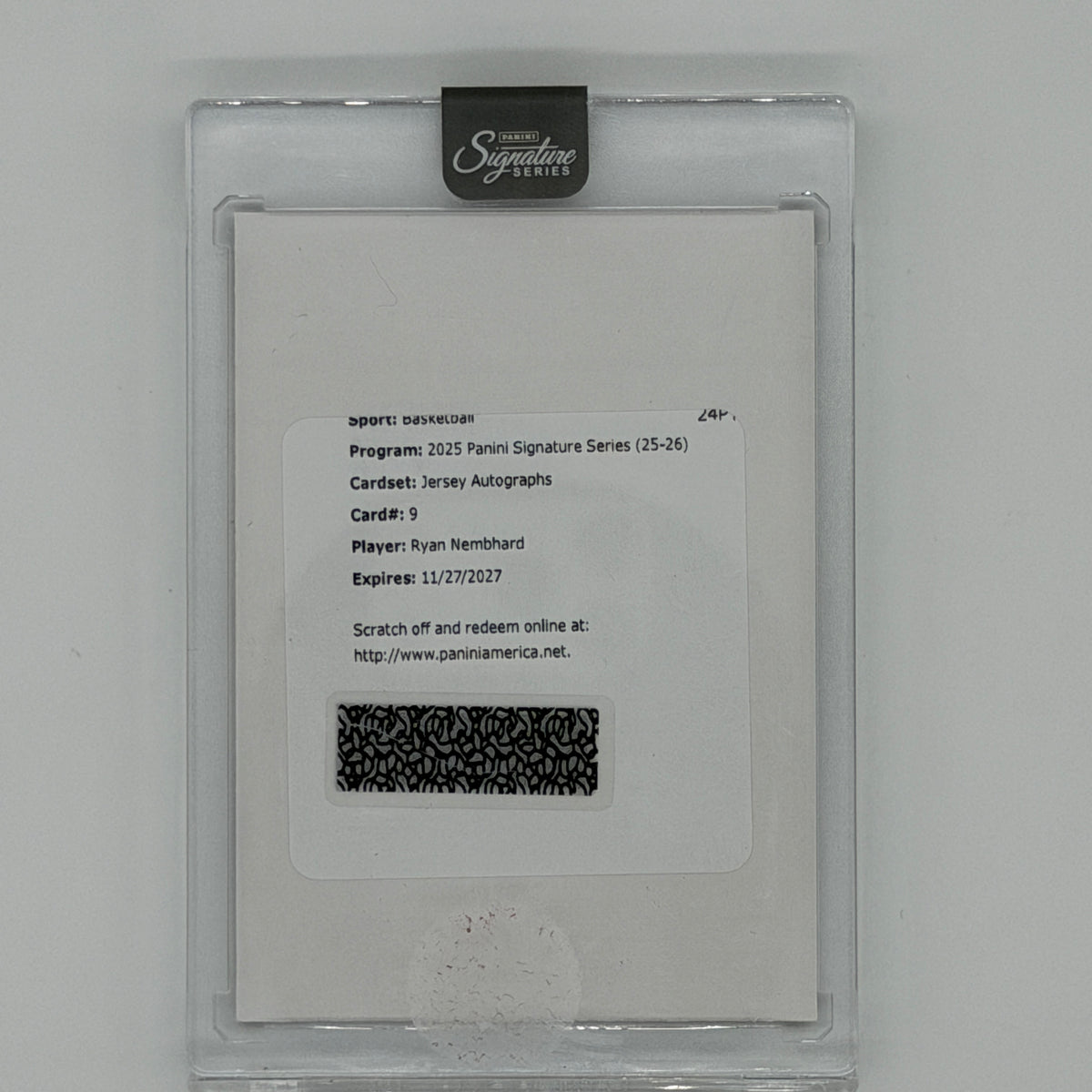 Ryan Nembhard NBA Basketball Panini 2025 Signature Series Redemption Auto