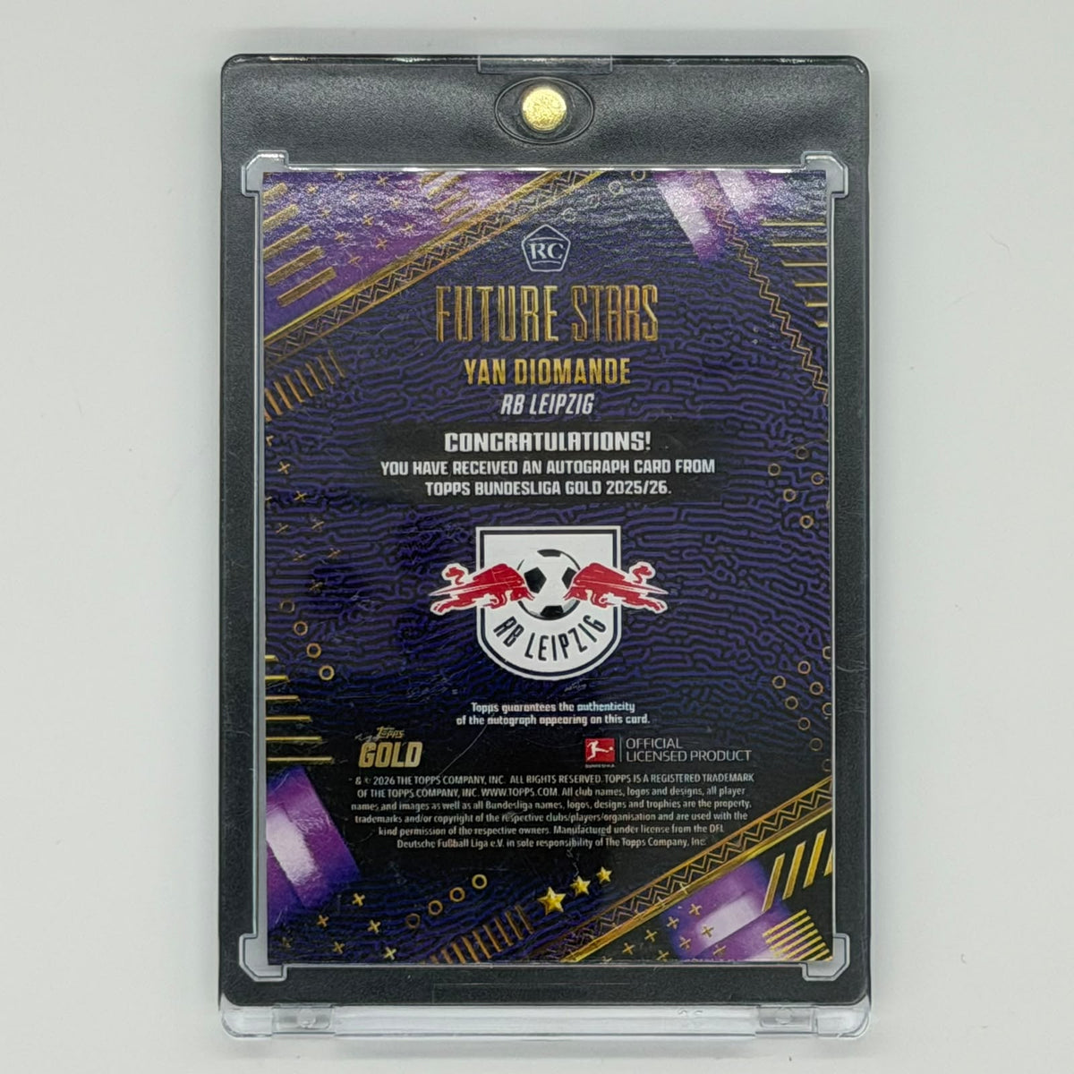 Yan Diomande RB Leipzig Bundesliga Soccer Topps 2025 Gold Future Stars Auto /50