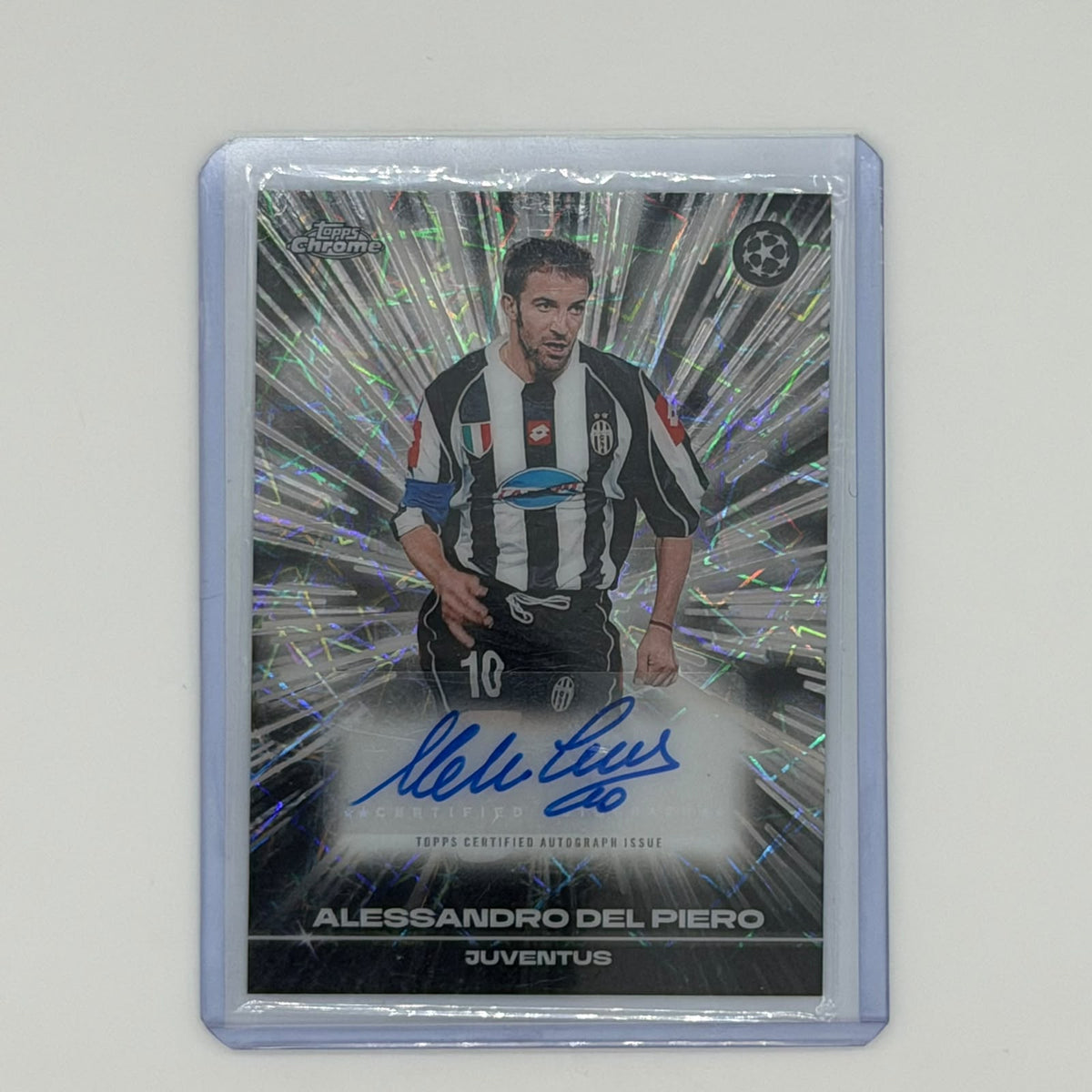Alessandro Del Piero Juventus UCL Soccer Topps 2025 Chrome Black Lazer Auto