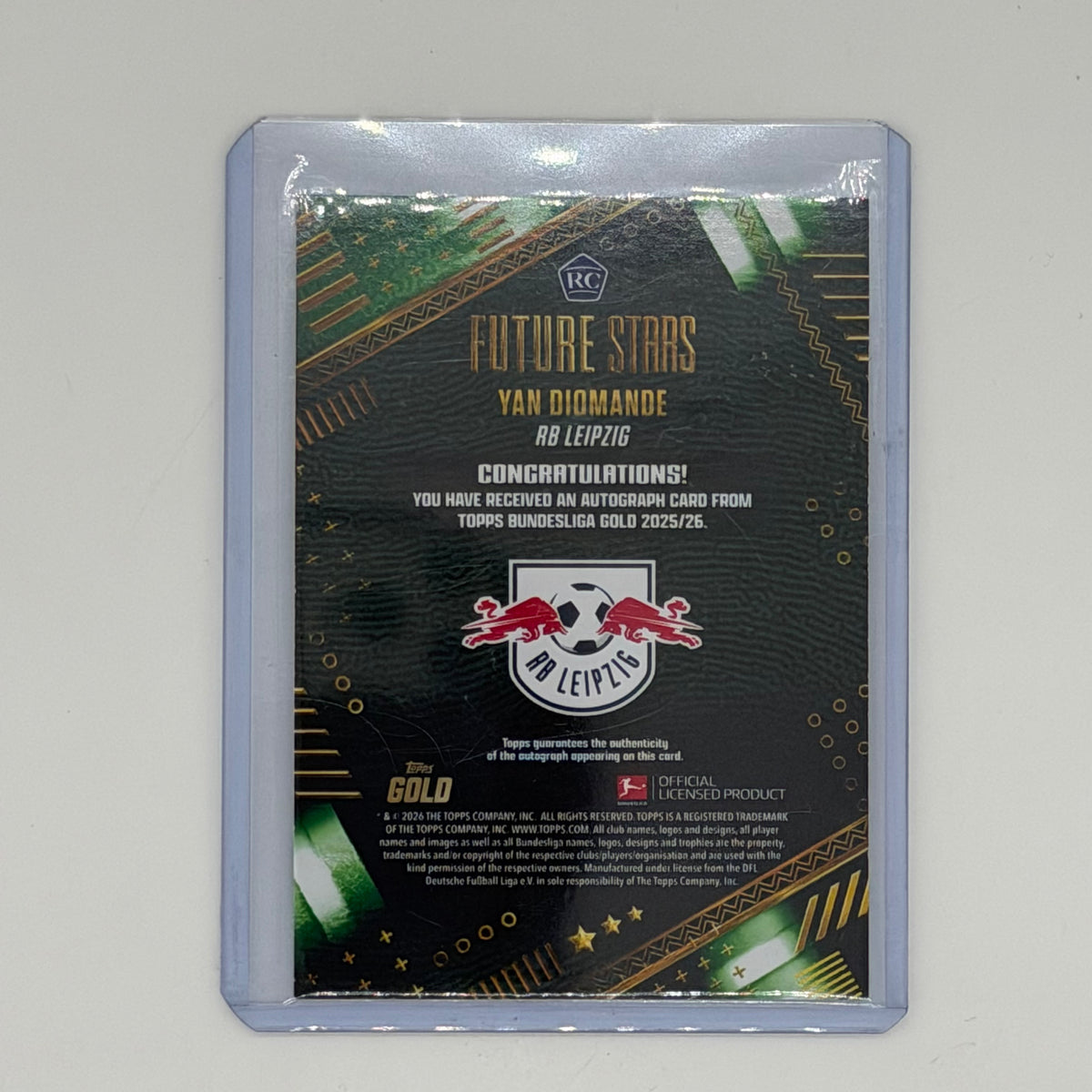Yan Diomande RB Leipzig Bundesliga Soccer Topps 2025 Gold Auto /75