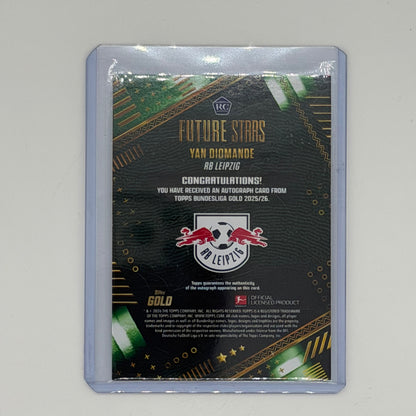Yan Diomande RB Leipzig Bundesliga Soccer Topps 2025 Gold Auto /75
