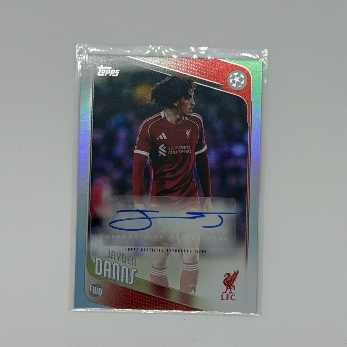 Jayden Danns Liverpool FC Chrome UCC Topps 2025-26 Auto