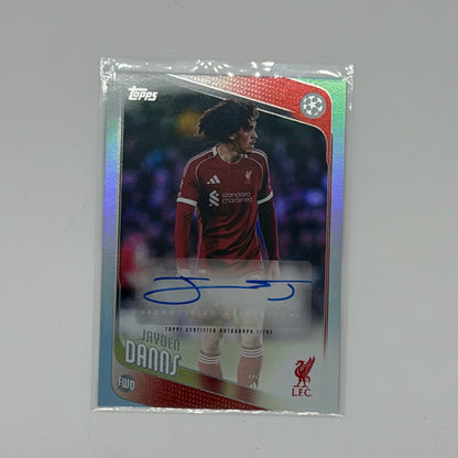 Jayden Danns Liverpool FC Chrome UCC Topps 2025-26 Auto