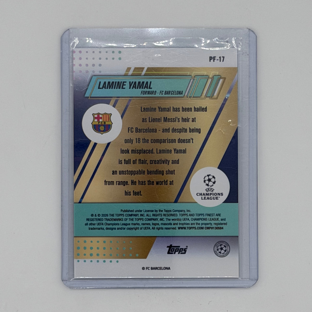 Lamine Yamal FC Barcelona Soccer Topps 2025-26 Finest /50