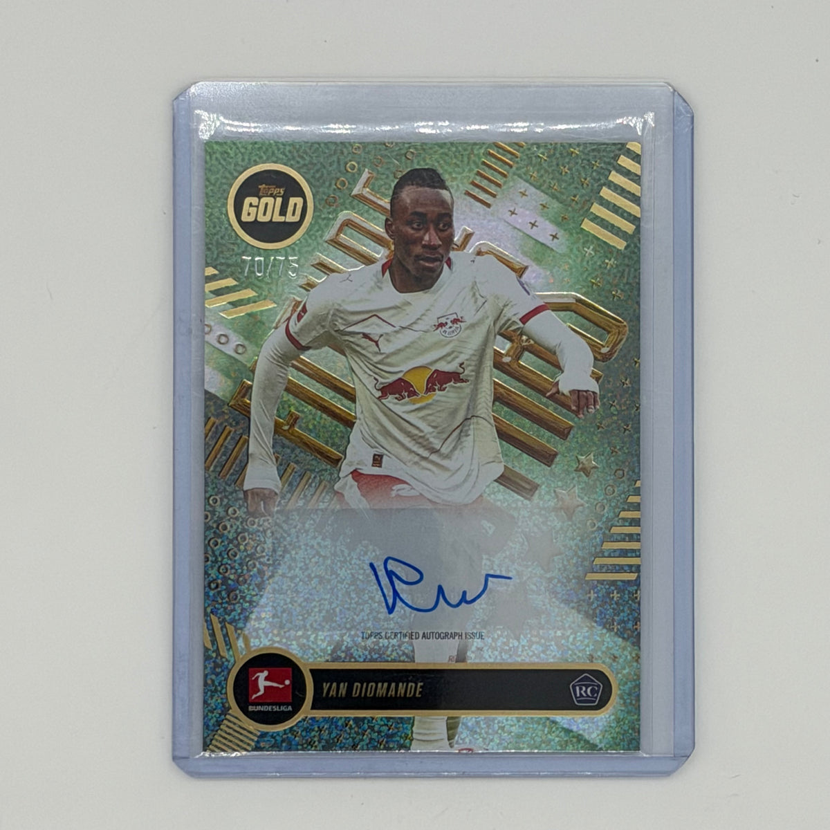 Yan Diomande RB Leipzig Bundesliga Soccer Topps 2025 Gold Auto /75