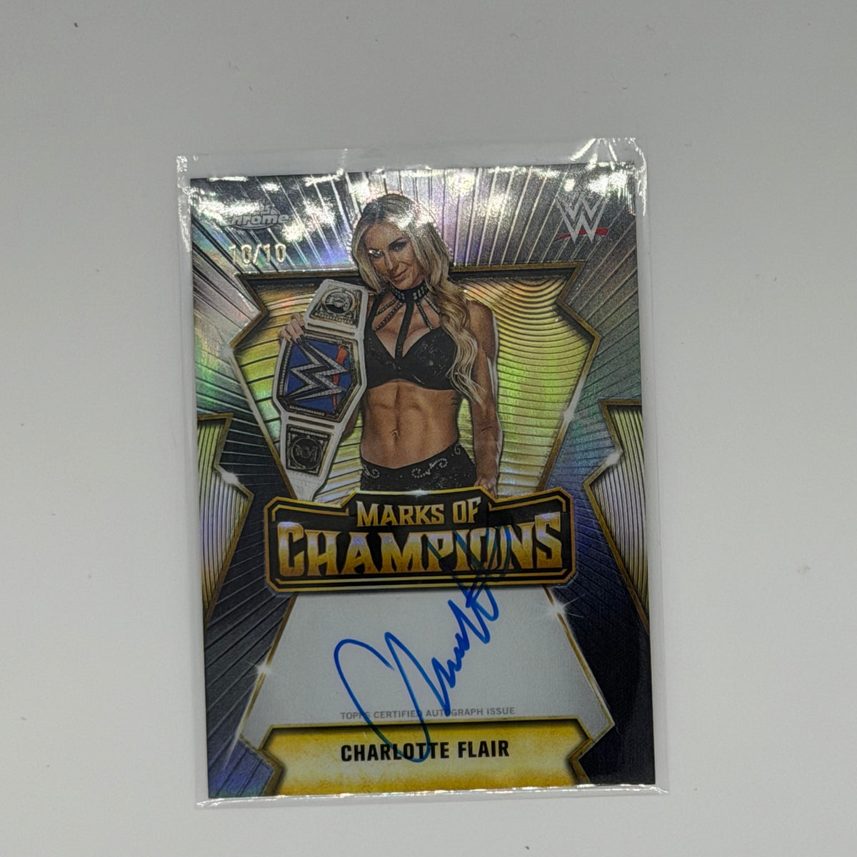 Charlotte Flair WWE Chrome Topps 2026 Marks of Champions Auto 10/10