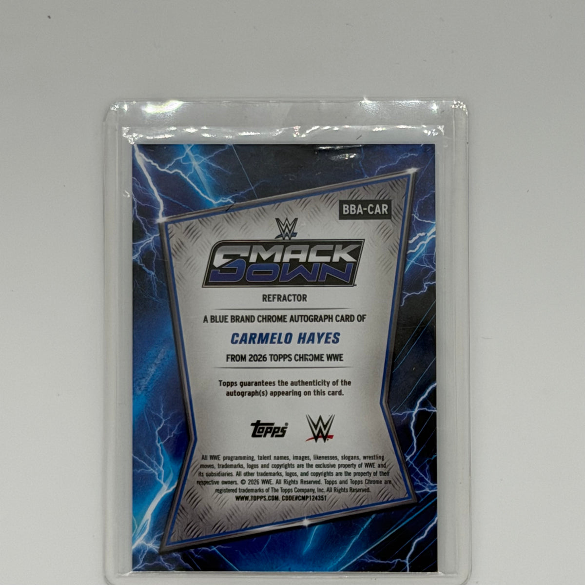 Carmelo Hayes Chrome WWE Smack Down Auto Refractor