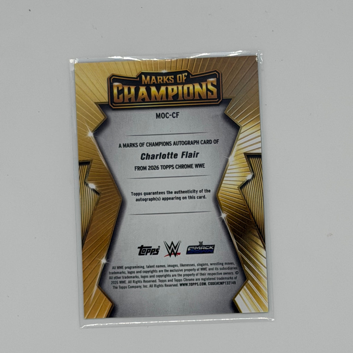Charlotte Flair WWE Chrome Topps 2026 Marks of Champions Auto 10/10