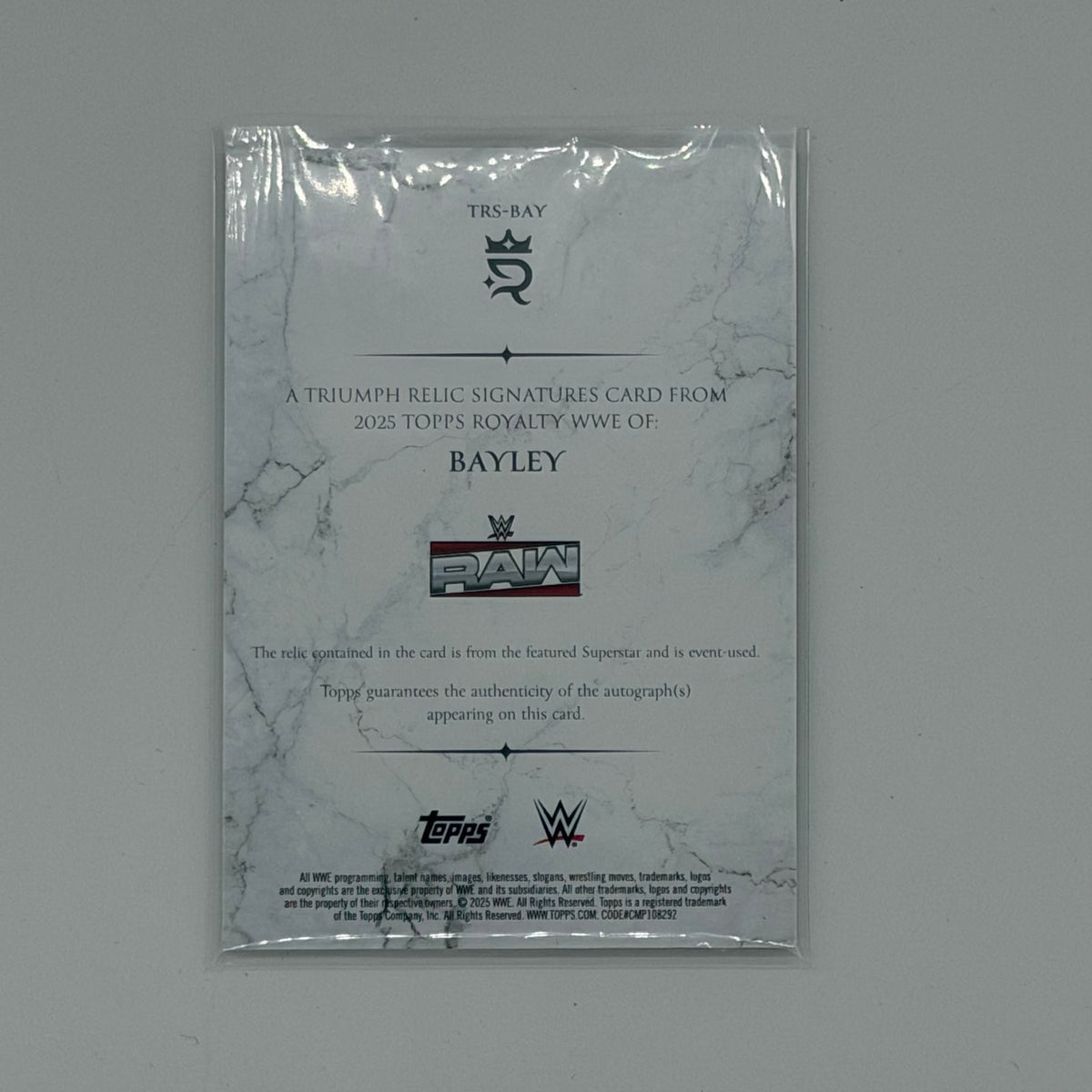 Bayley Royalty Topps WWE 2025 Auto Patch /10