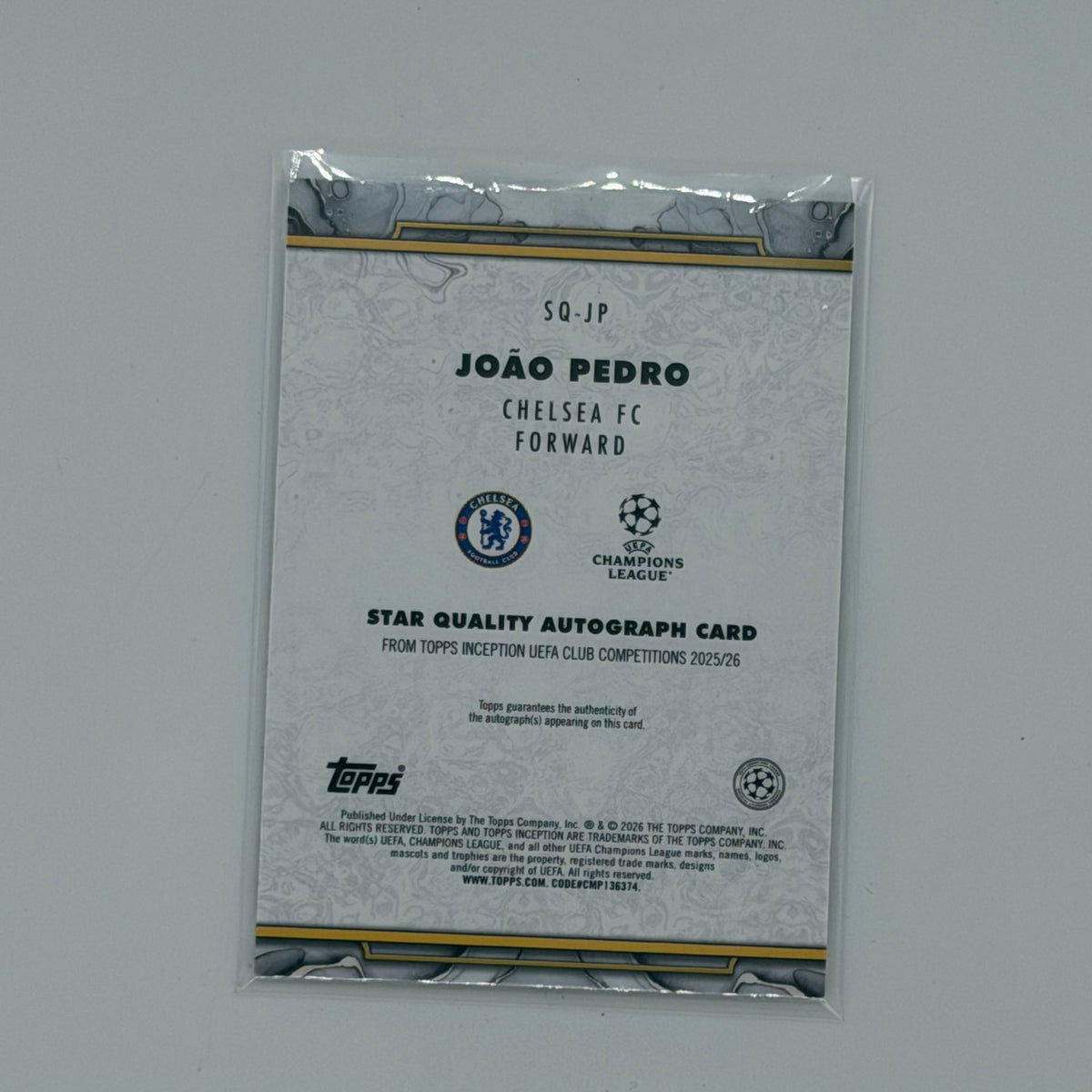 Joao Pedro Chelsea FC Topps 2025-26 Inception UCC Auto