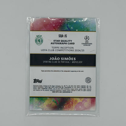 Joao Simons Inception UCC Topps 2025-26 Auto /99