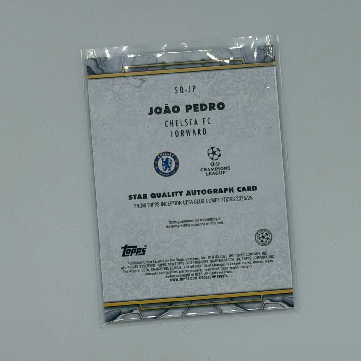 Joao Pedro Chelsea FC 2025-26 Topps Inception UCC Auto /49
