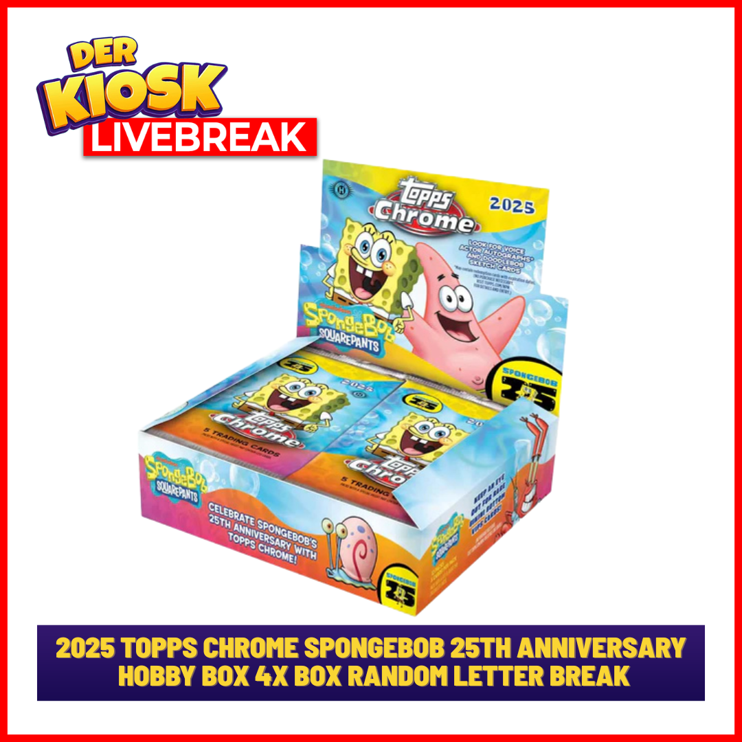 #1 2025 Topps Chrome® Spongebob 25th Anniversary Hobby 4x Box Random Letter Break ( Livebreak)