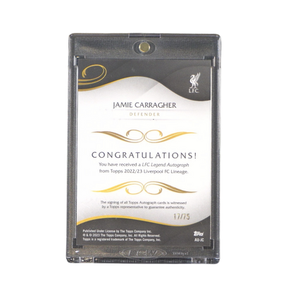 Jamie Carragher Autograph 17/75 - Topps Liverpool Lineage 2022/23