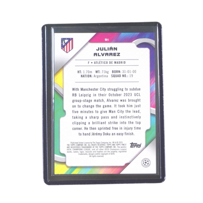 Julian Alvarez 14/25 Numberd Card - 2024/25 Topps Finest UEFA Club Competitions (Ungraded Card)