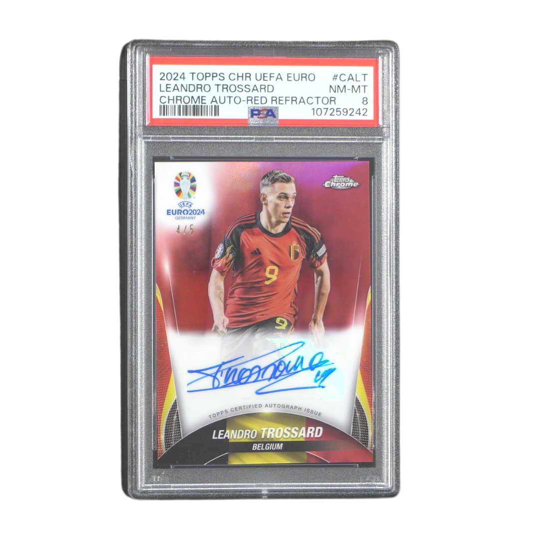 Leandro Trossard Autograph 4/5 PSA 8 - 2024 Topps Chrome Euro (Graded Card)