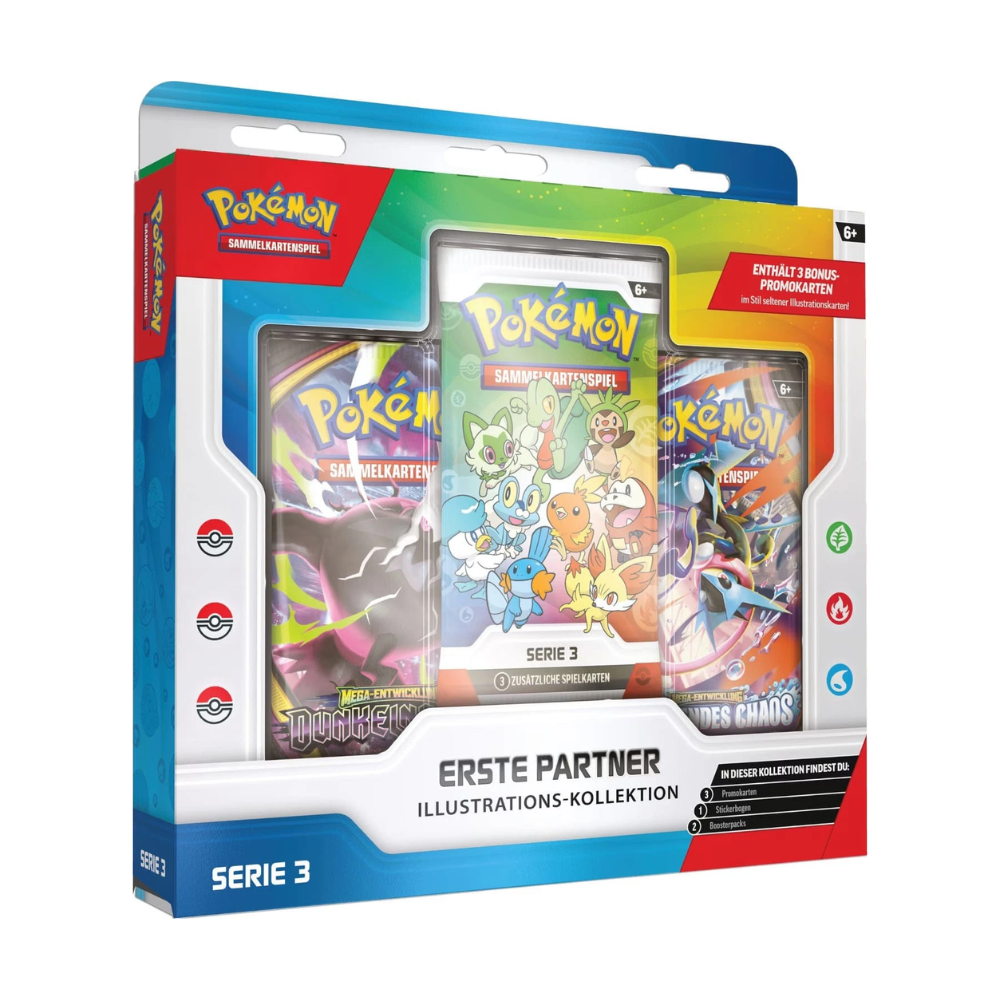 Pokemon Erste-Partner Illustrations-Kollektion 3 (3 Booster Promos & Sticker) Deutsch