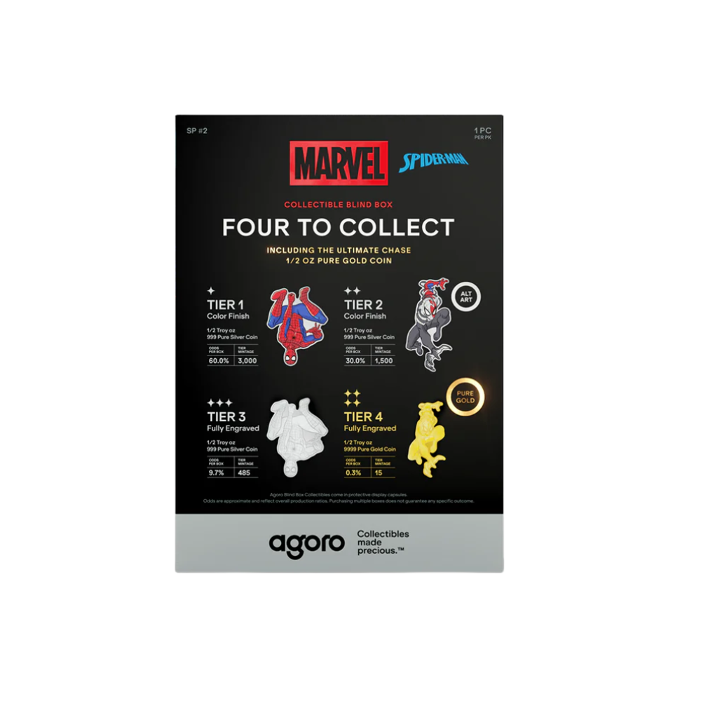 2026 Agoro Spider-Man Transforms 1/2oz Silver Coin Blind Box