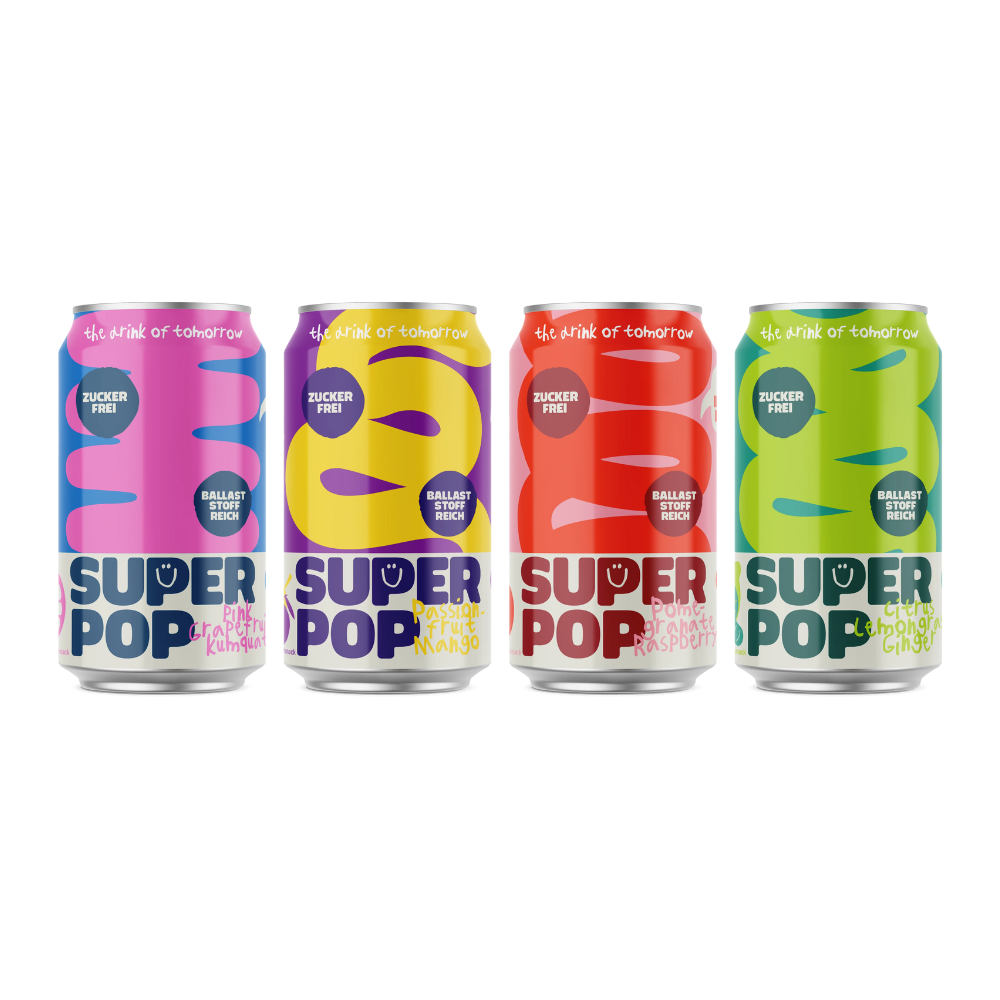 SUPER POP Test Bundle - Vegan - 4x330ml zzgl. 4x Pfand 0,25 €