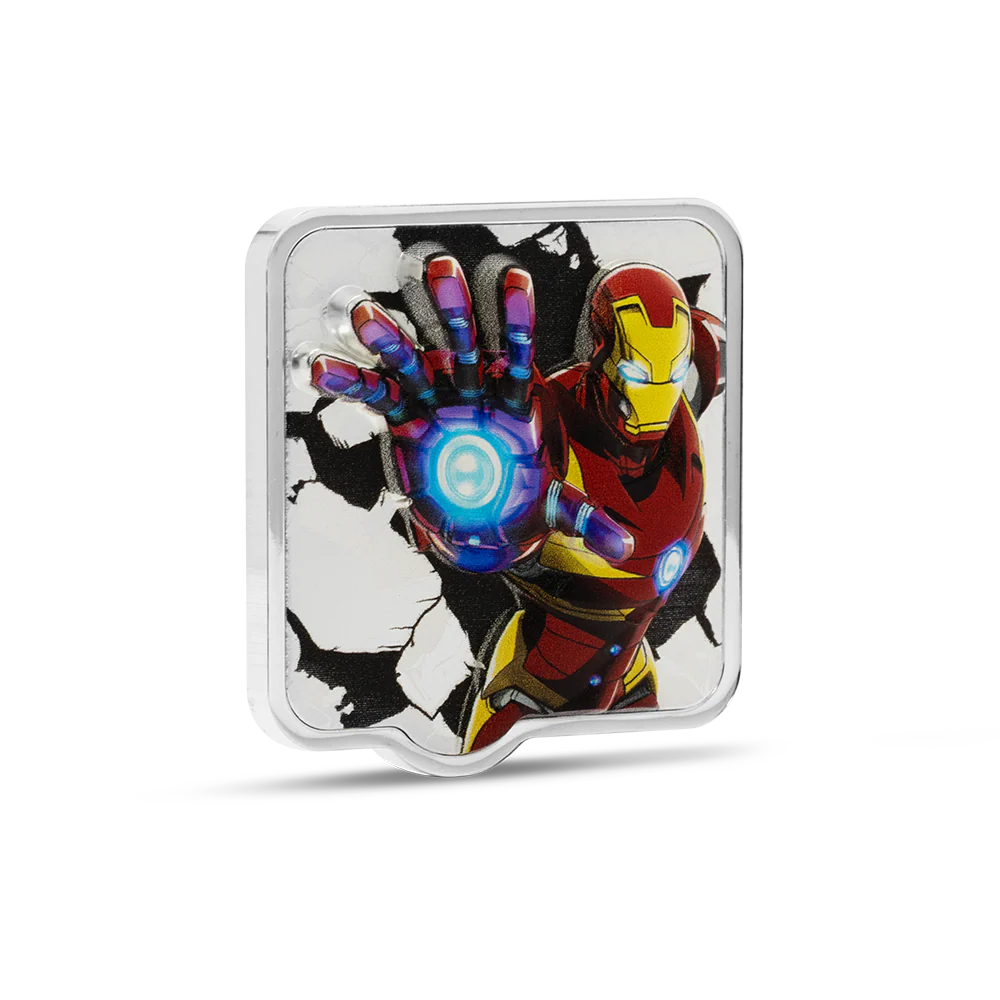 Agoro Marvel Iron Man 'ZAPT!' 2oz Silber Münze (Ultra High Relief)