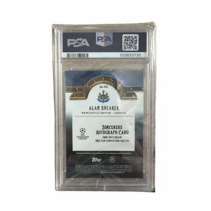 2023-24 Topps Merlin UCC Alan Shearer Newcastle Auto /10 PSA 10