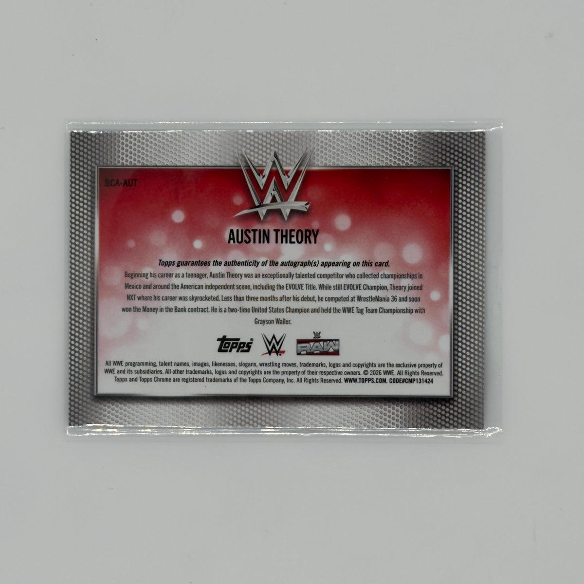 Austin Theory WWE Chrome Topps Auto /150