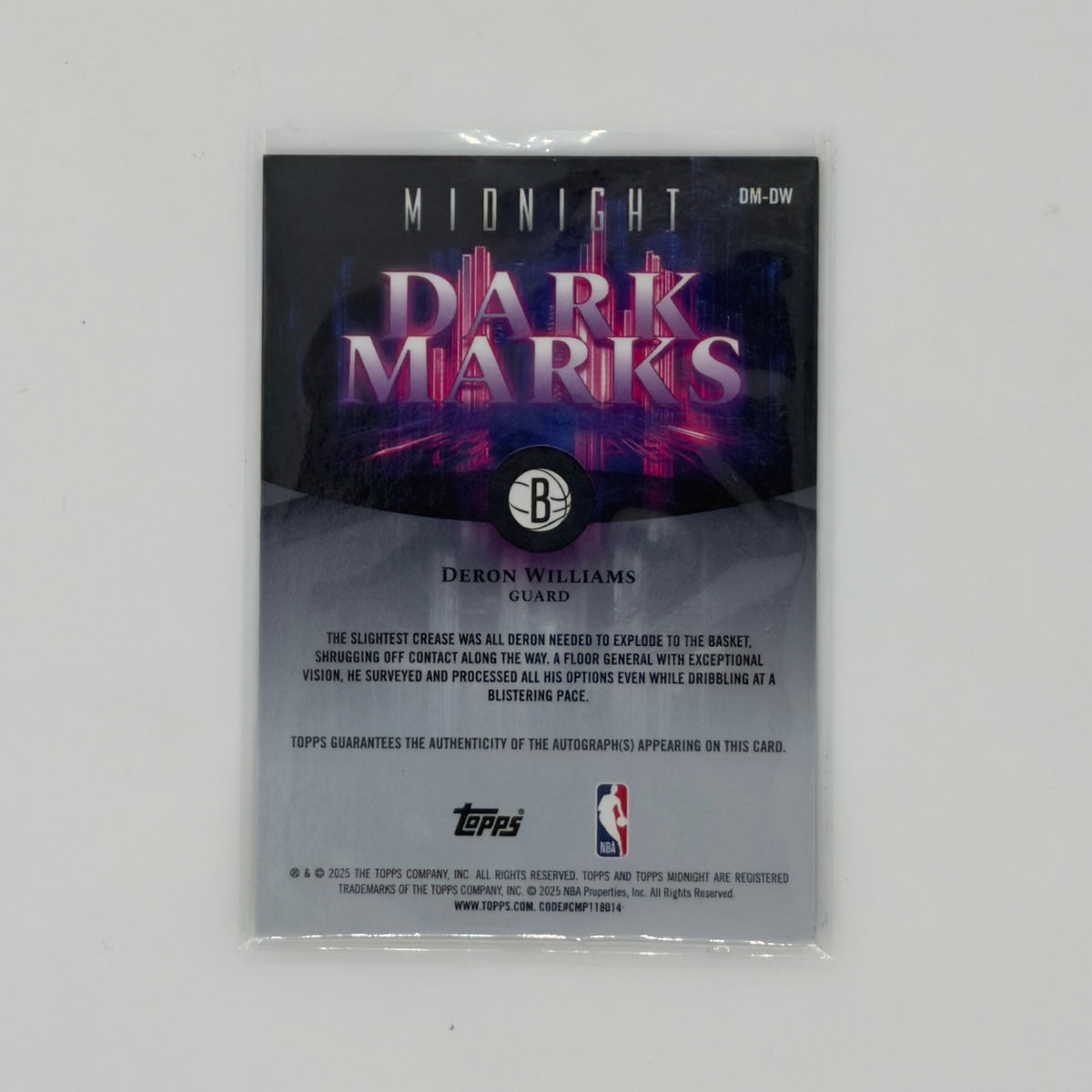 Deron Williams Midnight Brooklyn Nets Dark Marks Topps 2025-26 Auto