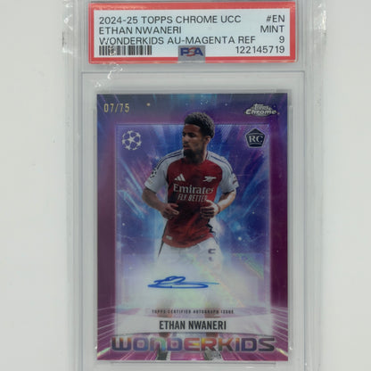 Ethan Nwaneri Topps Chrome UCC 2024-25 Wonderkids Rookie Auto PSA 9 /75