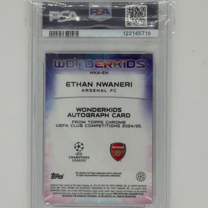 Ethan Nwaneri Topps Chrome UCC 2024-25 Wonderkids Rookie Auto PSA 9 /75