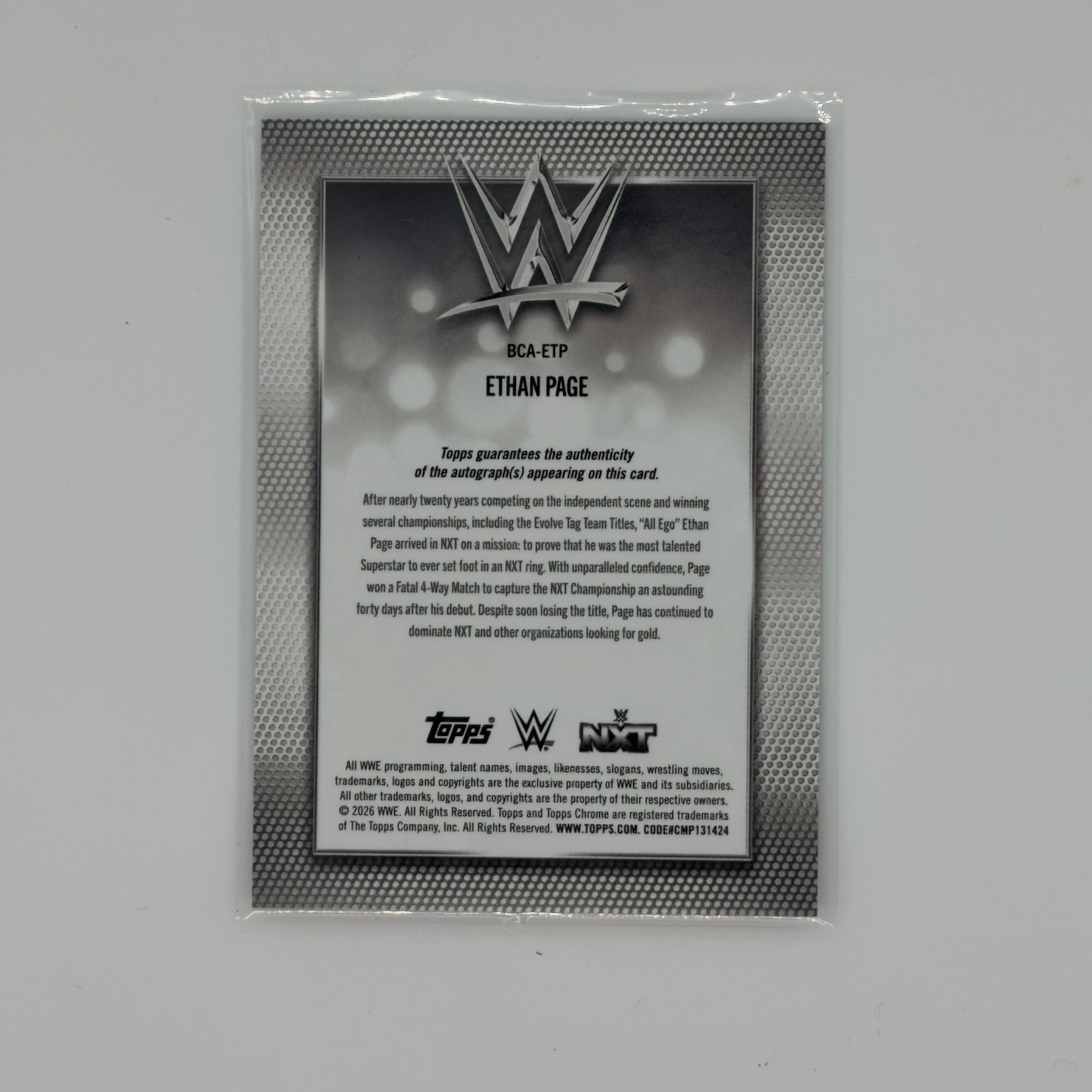 Ethan Page WWE Chrome Smack Down Auto