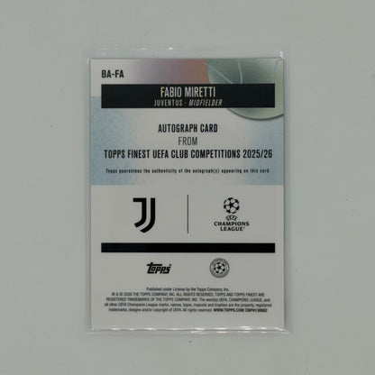 Fabio Miretti Juventus FC Finest 2025-26 Topps Auto /150
