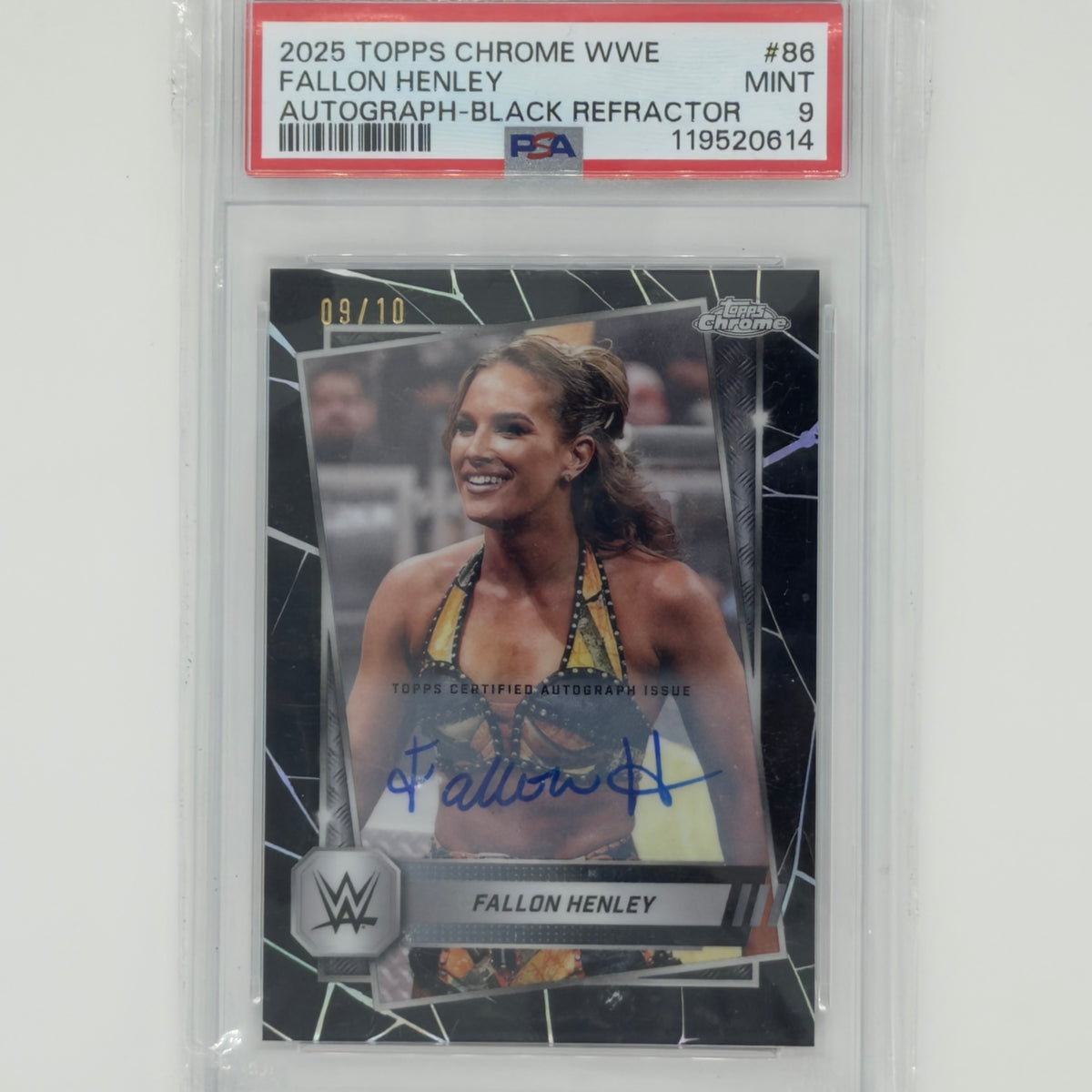 Fallon Henley Topps Chrome WWE NXT 2025 Auto /10 PSA 9