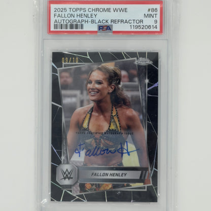 Fallon Henley Topps Chrome WWE NXT 2025 Auto /10 PSA 9