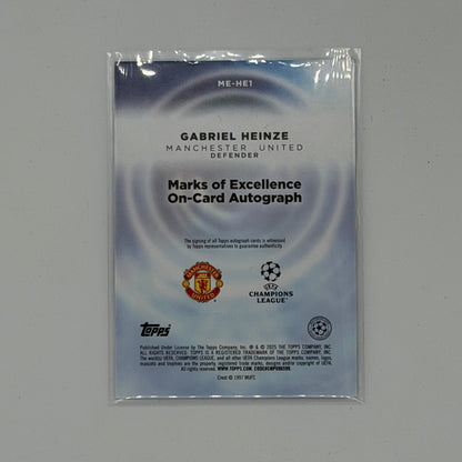 Gabriel Heinze Manchester United UCL Soccer Topps 2025 Marks of Excellence Auto /99