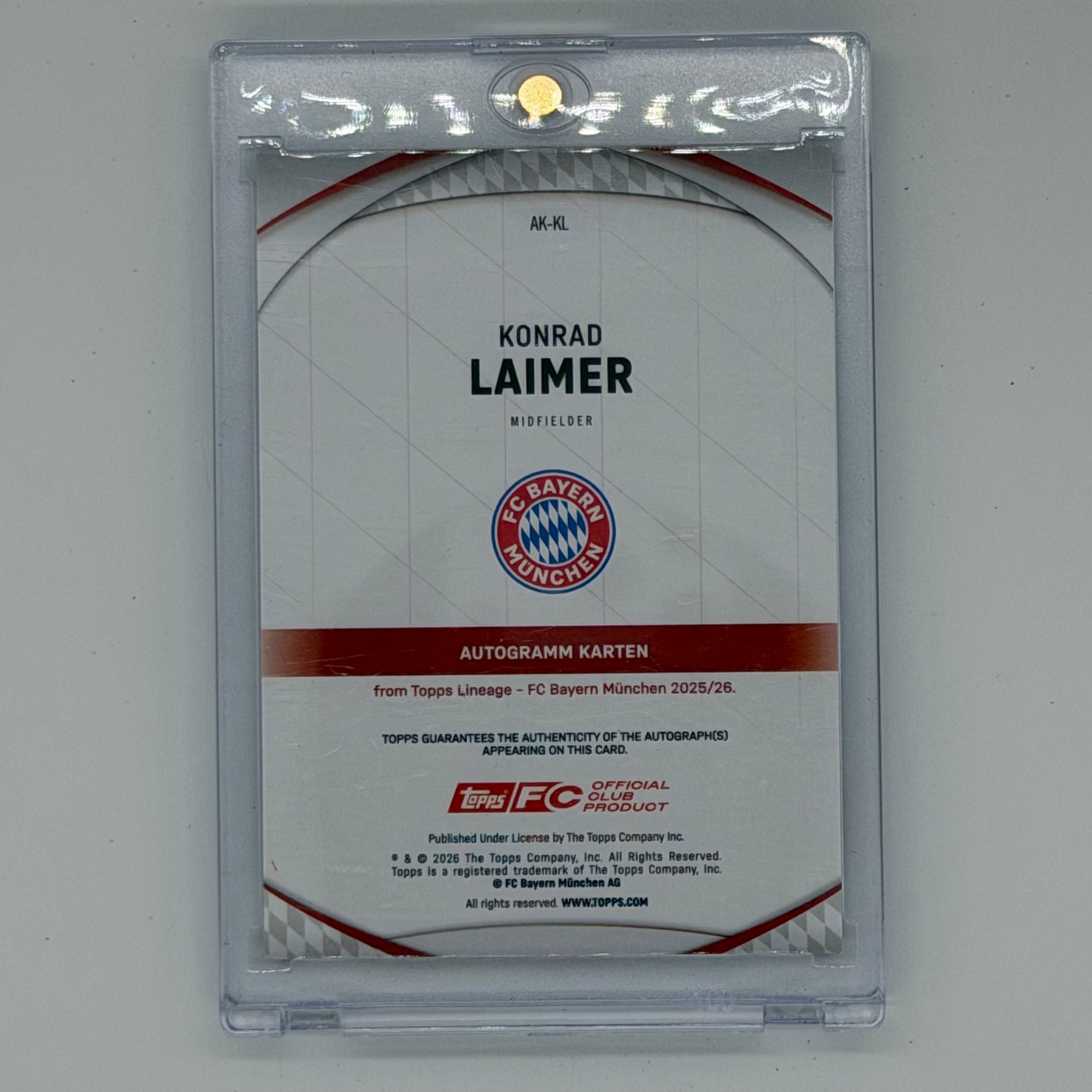 Konrad Laimer FC Bayern München Bundesliga Soccer Topps 2026 Lineage Auto /6