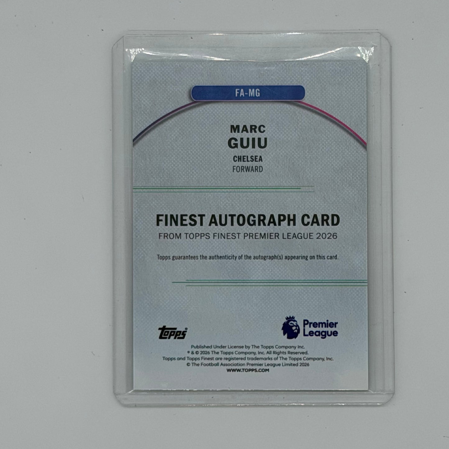 Marc Guiu Chelsea Premier League Soccer Topps 2026 Finest Auto /75