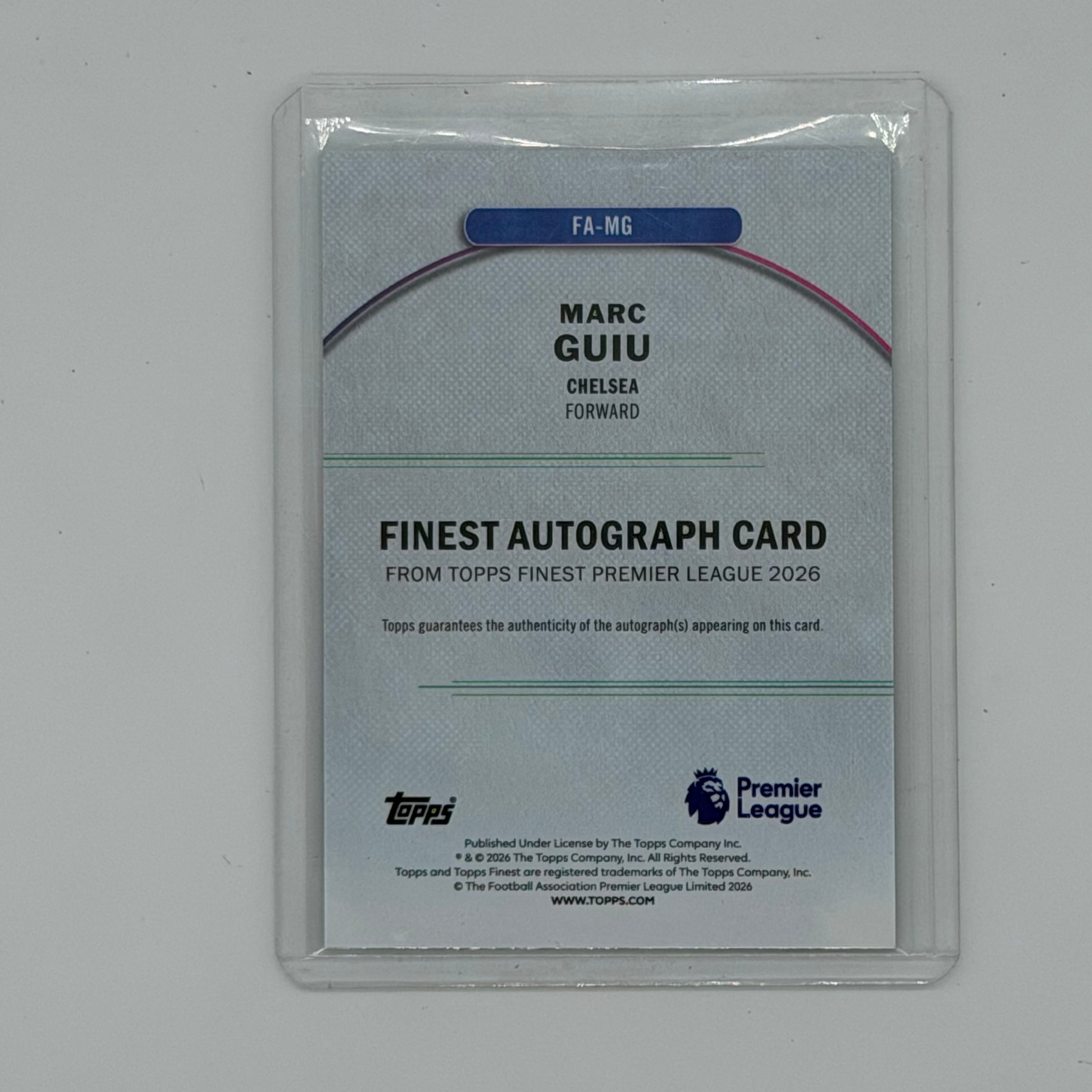 Marc Guiu Chelsea Premier League Soccer Topps 2026 Finest Auto /75
