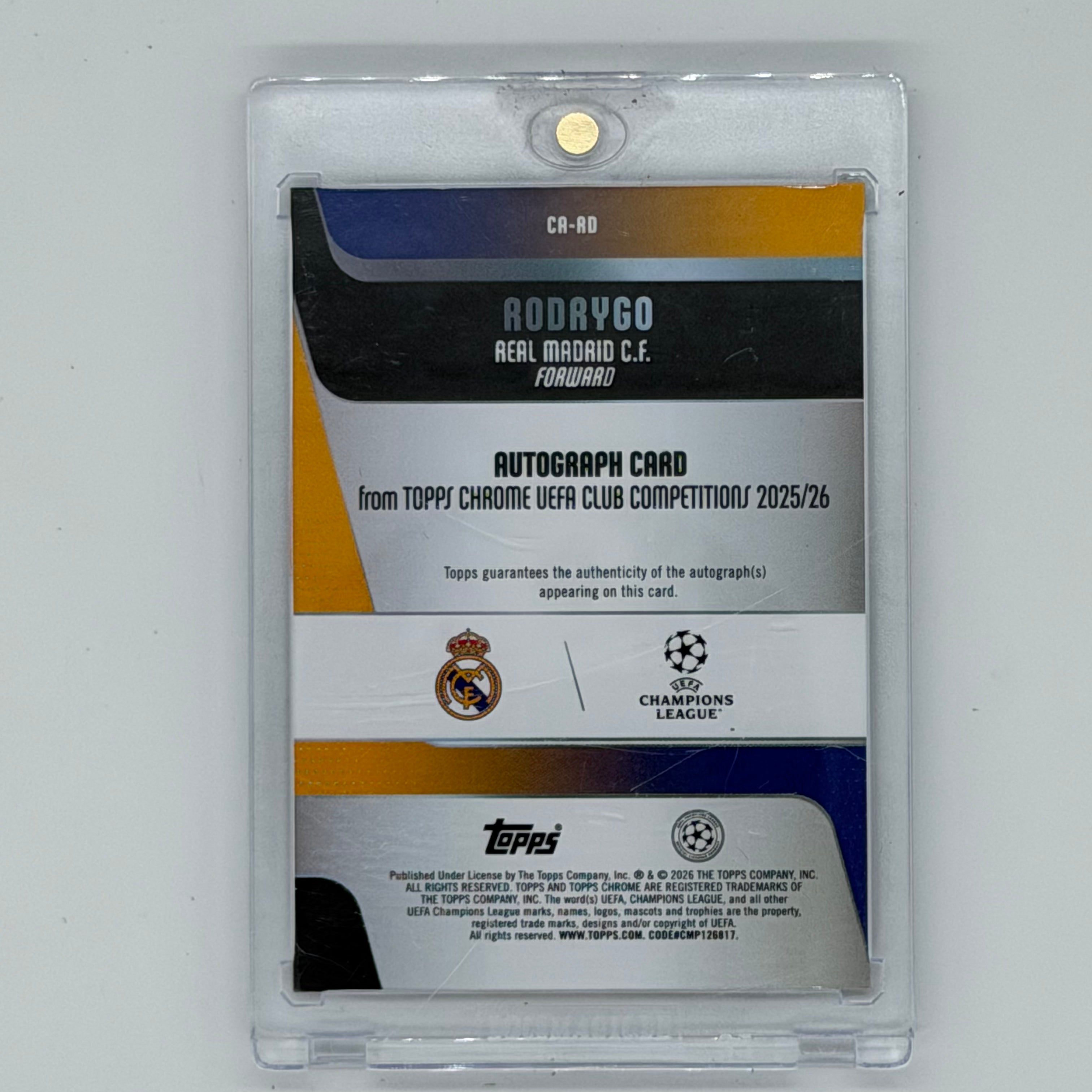 Rodrygo Real Madrid UCL Soccer Topps 2025 Chrome UEFA Auto /10
