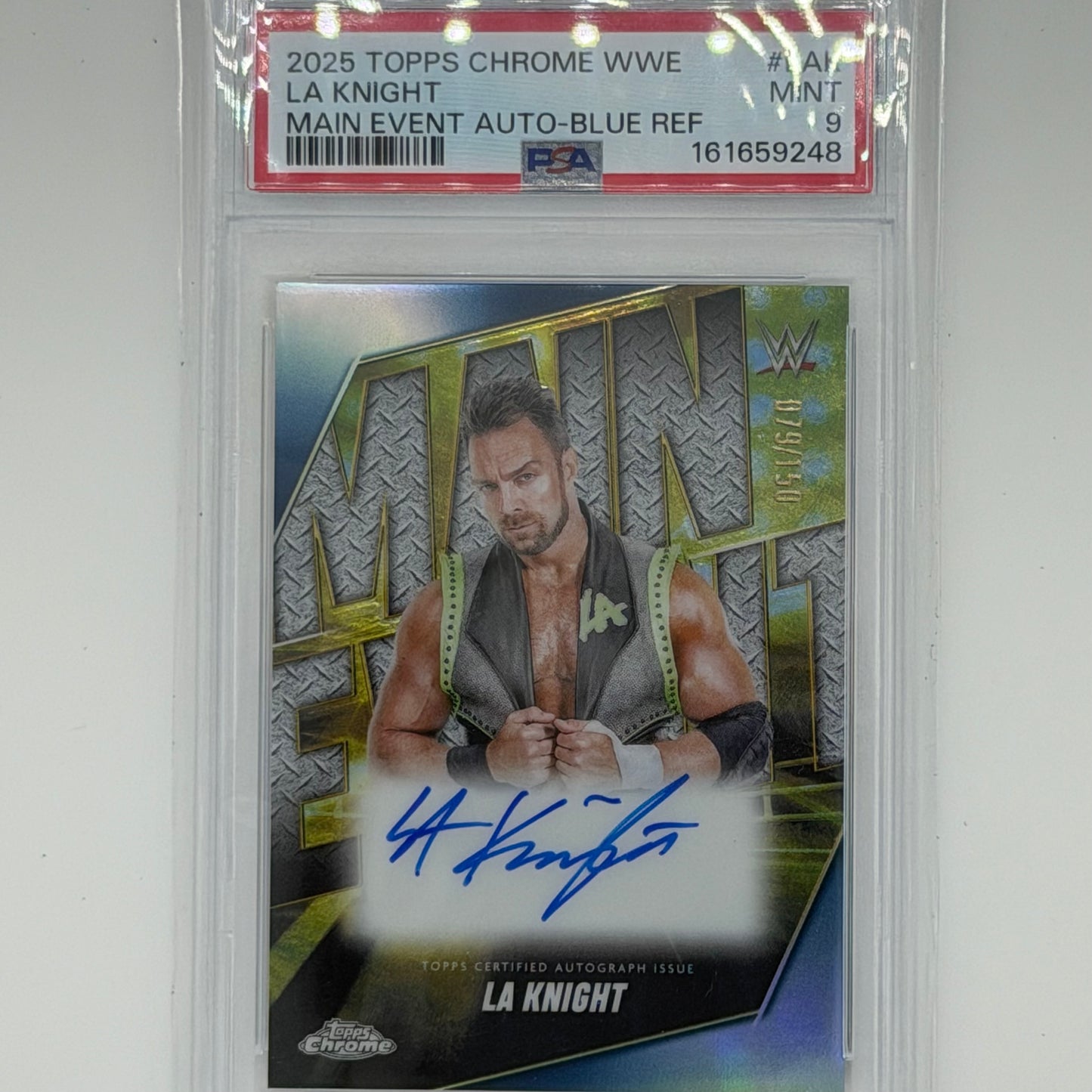 LA Knight Wrestling WWE Topps 2025 Chrome WWE Auto /150 PSA 9