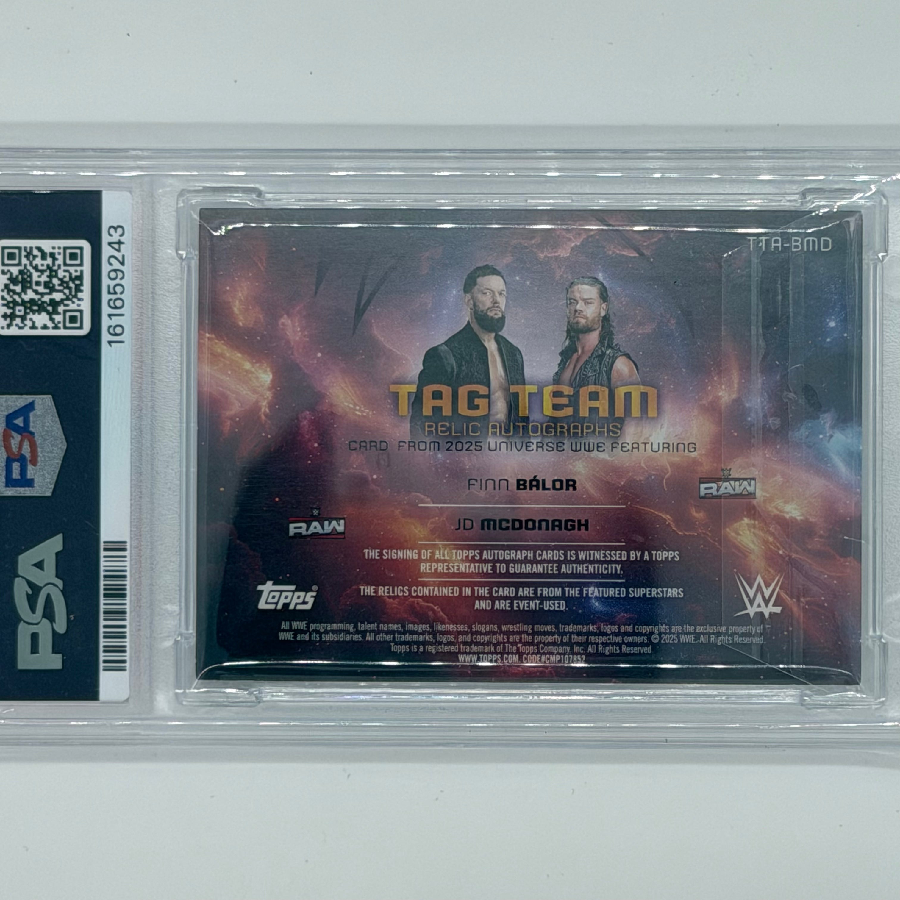 Finn Balor JD McDonagh Wrestling WWE Topps 2025 Universe Auto /50 PSA 7